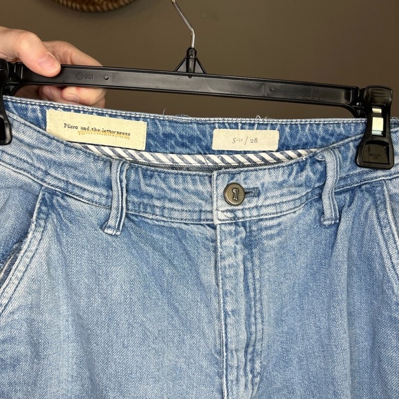 Pilcro And Letterpress Womens Wide Leg Bleach Hem Crop Jeans Size 28 Light Wash - Picture 6 of 6